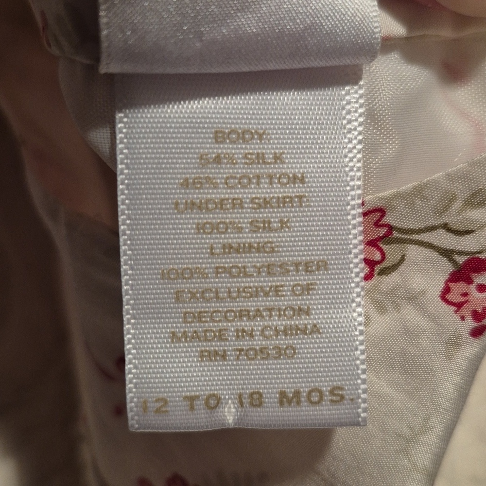 Janie and Jack 12-18 months Pintuck Floral Dress Pink White Precious Flowers - Picture 7 of 7